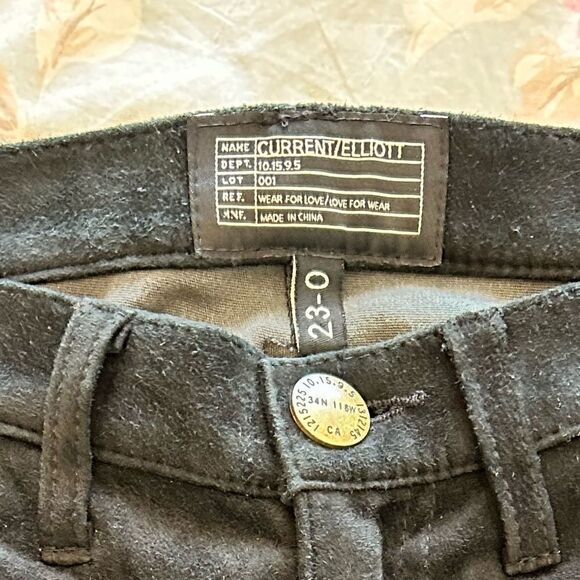 Current/Elliot Women's Black Lambskin Suede Leather Pants Size 23 EUC - Picture 5 of 7